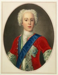 Porträtt av prins Charles Edward Louis Philip Casimir Stewart (1720-88), den unge pretendenten eller "Bonnie Prince Charlie".